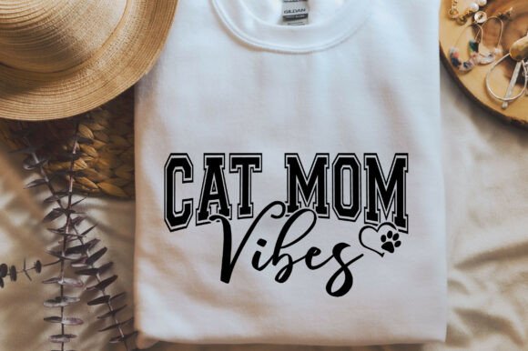 Cat Mom Vibes SVG T-Shirt Design