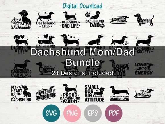 Dachshund Mom Dad SVG Bundle - 24 Design