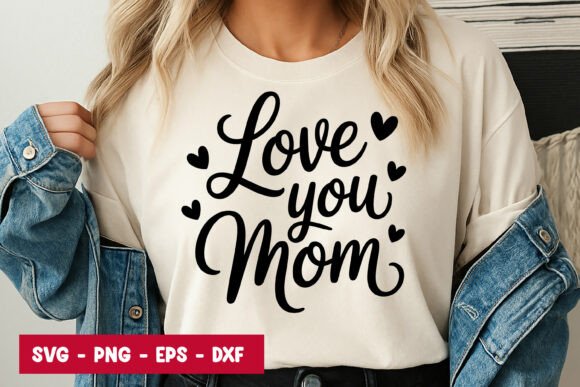 Love You Mom Typography SVG PNG