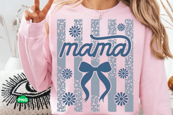Striped Mama Coquette Bow SVG, Mom Png